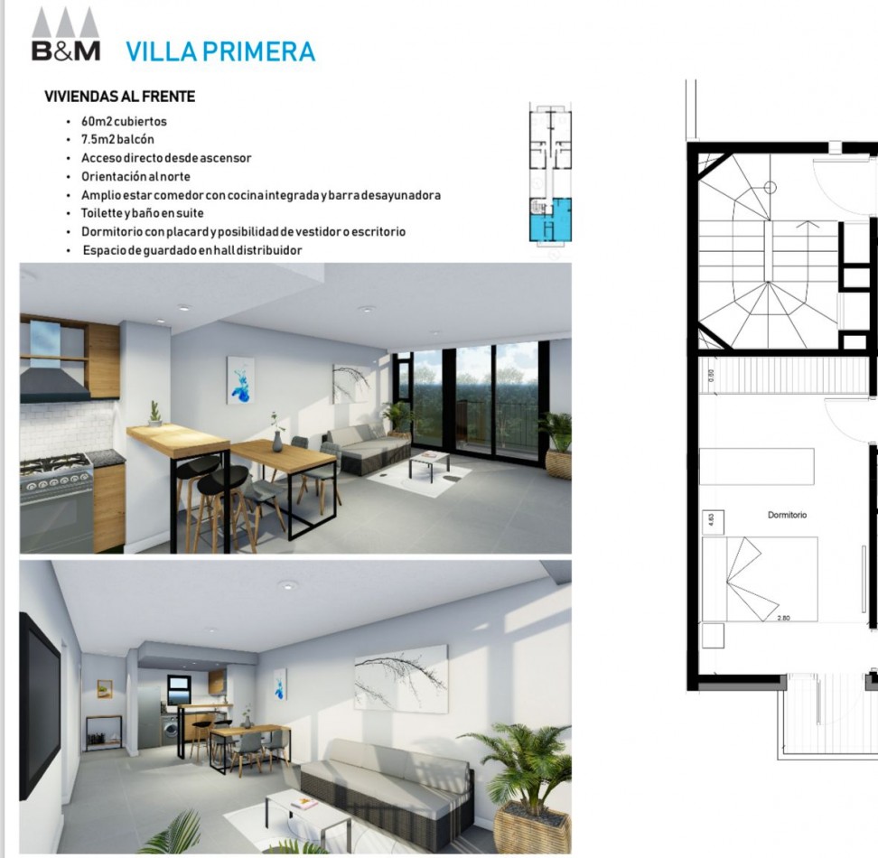 Departamento de 2 ambientes a estrenar